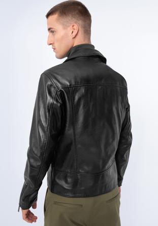 Men's leather biker jacket, black, 97-09-855-1-L, Photo 1