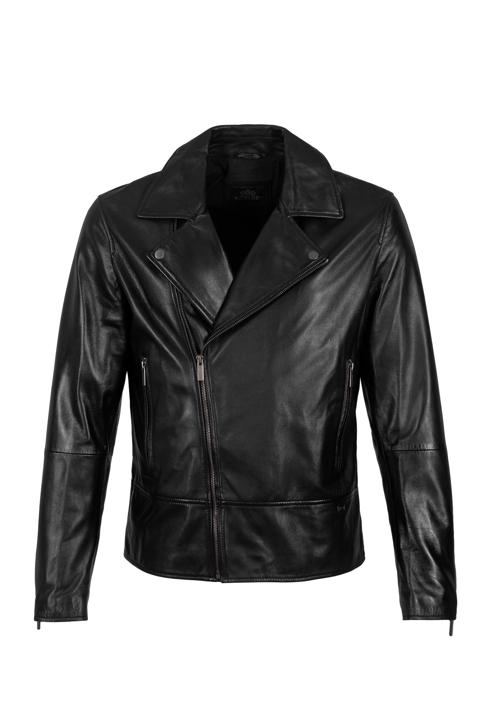 Men's leather biker jacket, black, 97-09-855-4-M, Photo 30