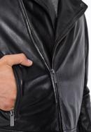 Men's leather biker jacket, ebony, 97-09-855-1-M, Photo 6