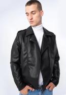 Men's faux leather biker jacket, black, 97-9P-154-Z-2XL, Photo 16