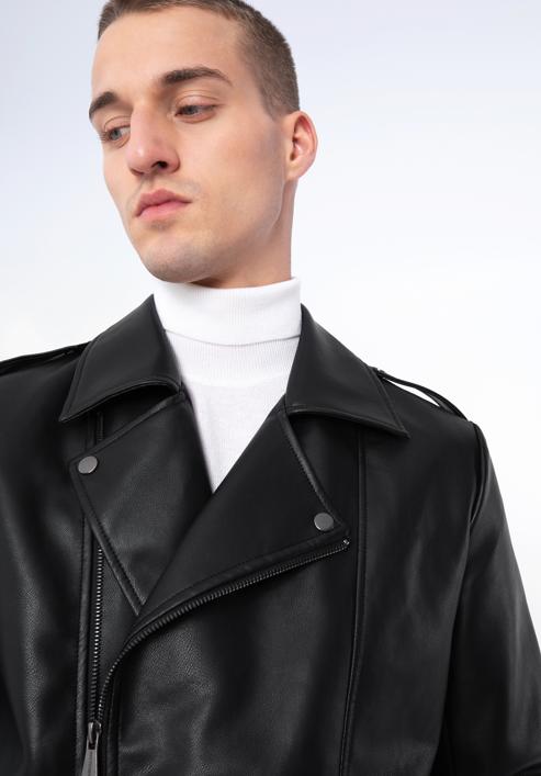Men's faux leather biker jacket, black, 97-9P-154-Z-2XL, Photo 19