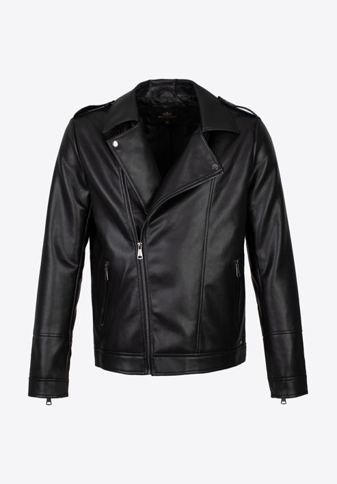 Men's faux leather biker jacket, black, 97-9P-154-Z-2XL, Photo 30