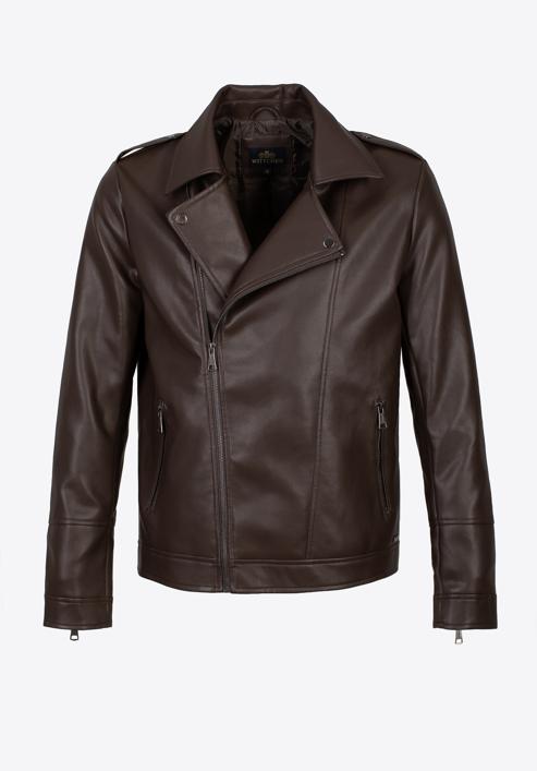 Men's faux leather biker jacket, dark brown, 97-9P-154-1-M, Photo 30