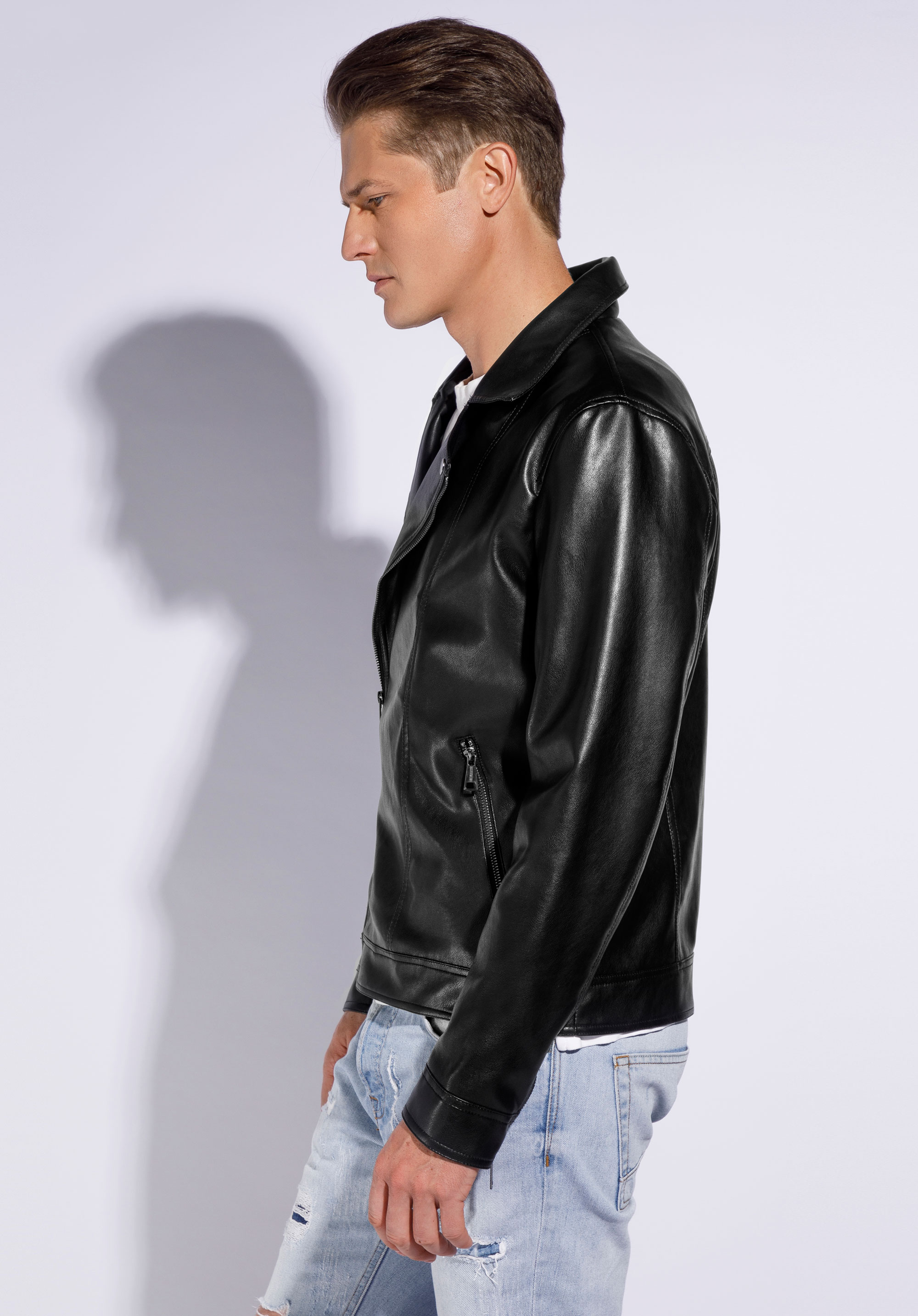 Men's faux leather biker on sale jacket