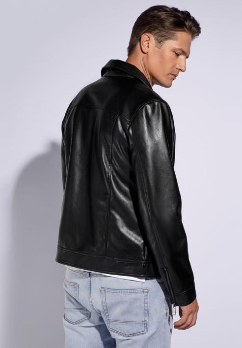 Men's faux leather biker jacket, black, 95-9P-151-1-3XL, Photo 4