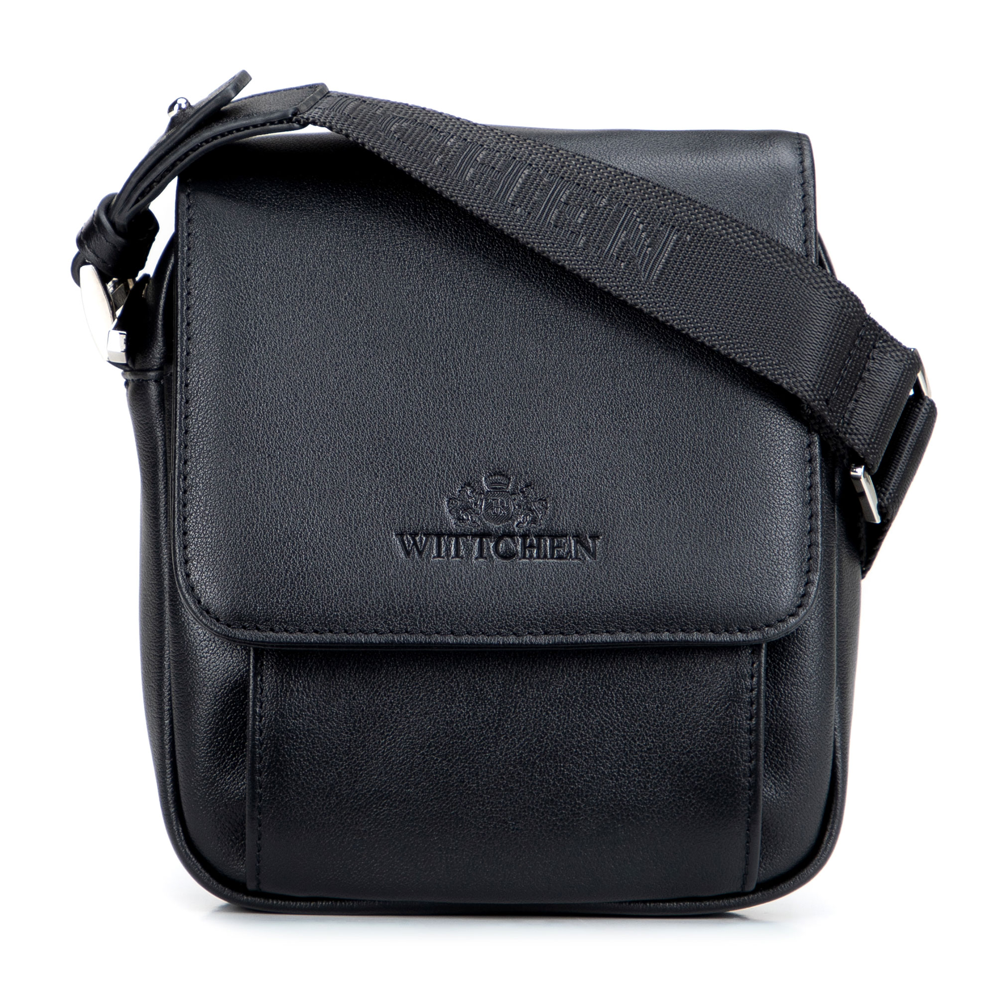 Pánska kožená crossbody taška s magnetickou chlopňou Wittchen – čierna