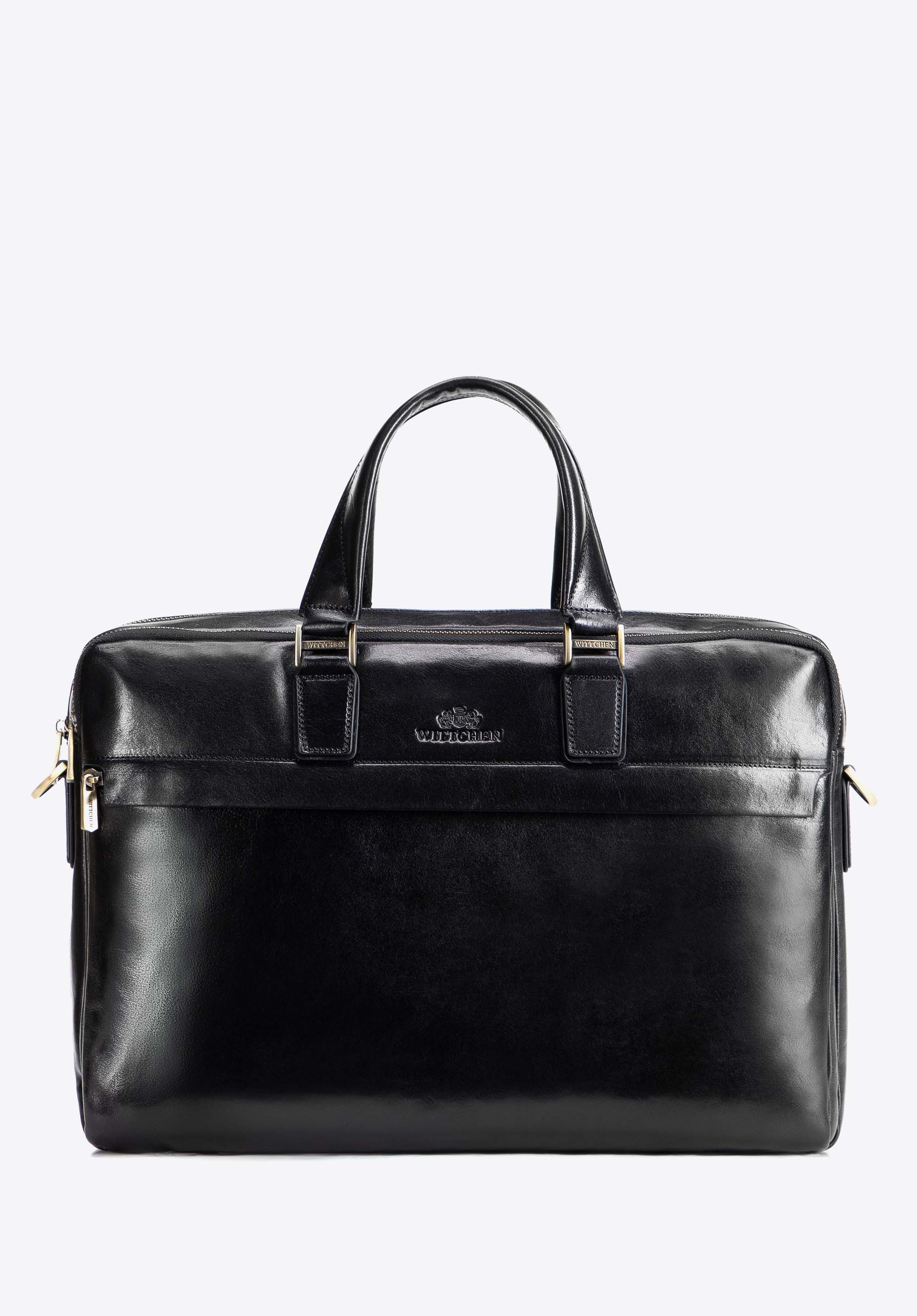 Męska skórzana torba na laptopa 15,6” z regulowanym paskiem, czarny, 103-3U-007-1, Zdjęcie 1