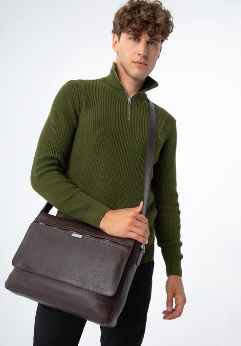 Men's leather laptop bag 11”/12”, brown, 97-3U-003-4, Photo 15