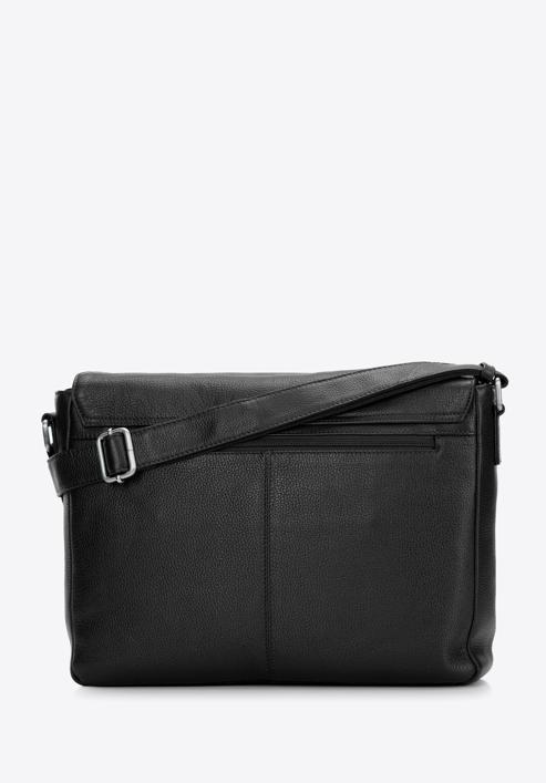 Męska torba na laptopa 11”/12” skórzana z kieszenią w klapie, czarny, 97-3U-003-1, Zdjęcie 2