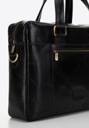 Męska torba na laptopa 12” skórzana z brązową lamówką, czarno-złoty, 98-3U-100-4, Zdjęcie 4