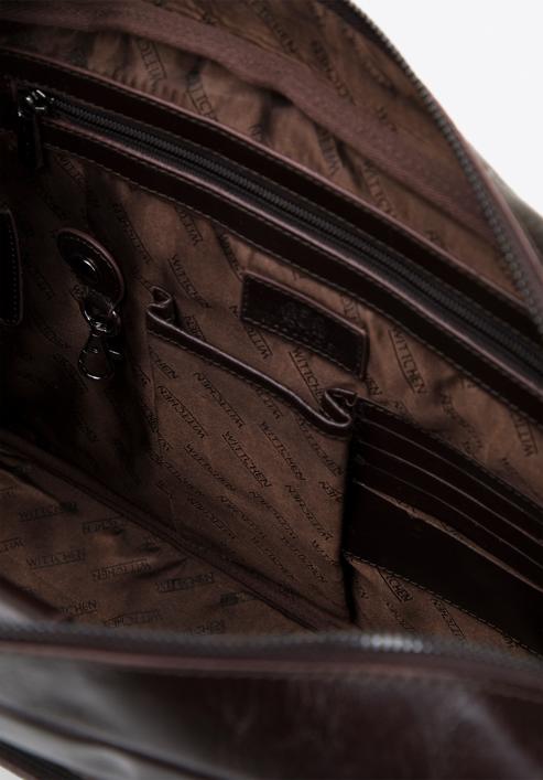 Męska torba na laptopa 12” skórzana z brązową lamówką, brązowy, 98-3U-100-4, Zdjęcie 5