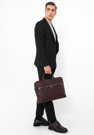 Men's leather 13”/14 laptop bag, brown, 97-3U-004-4, Photo 1