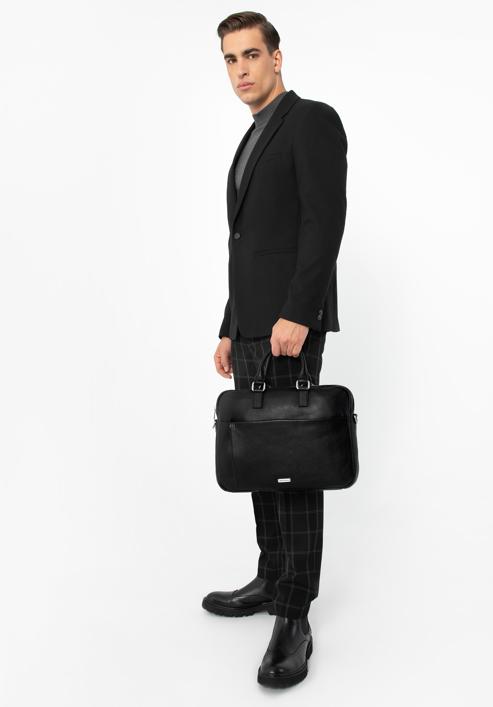 Men's leather laptop bag, black, 97-3U-009-1, Photo 15