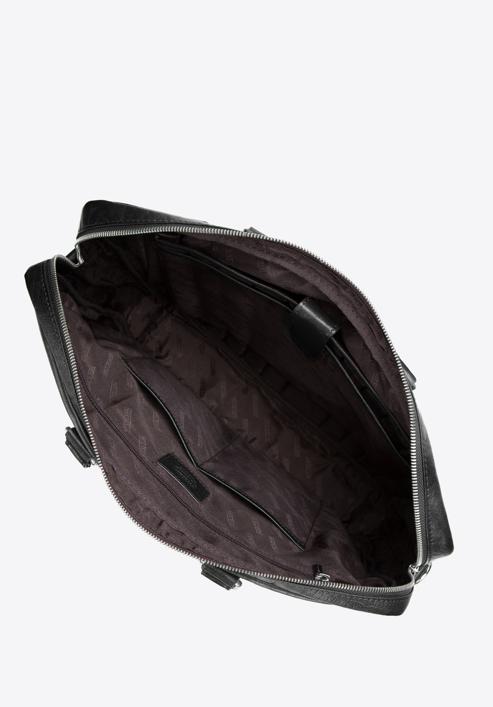 Męska torba na laptopa 13”/14” skórzana z obszyciem, czarny, 97-3U-009-1, Zdjęcie 3
