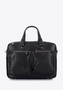 Men'  leather 13” laptop bag, black, 95-3U-022-1, Photo 1