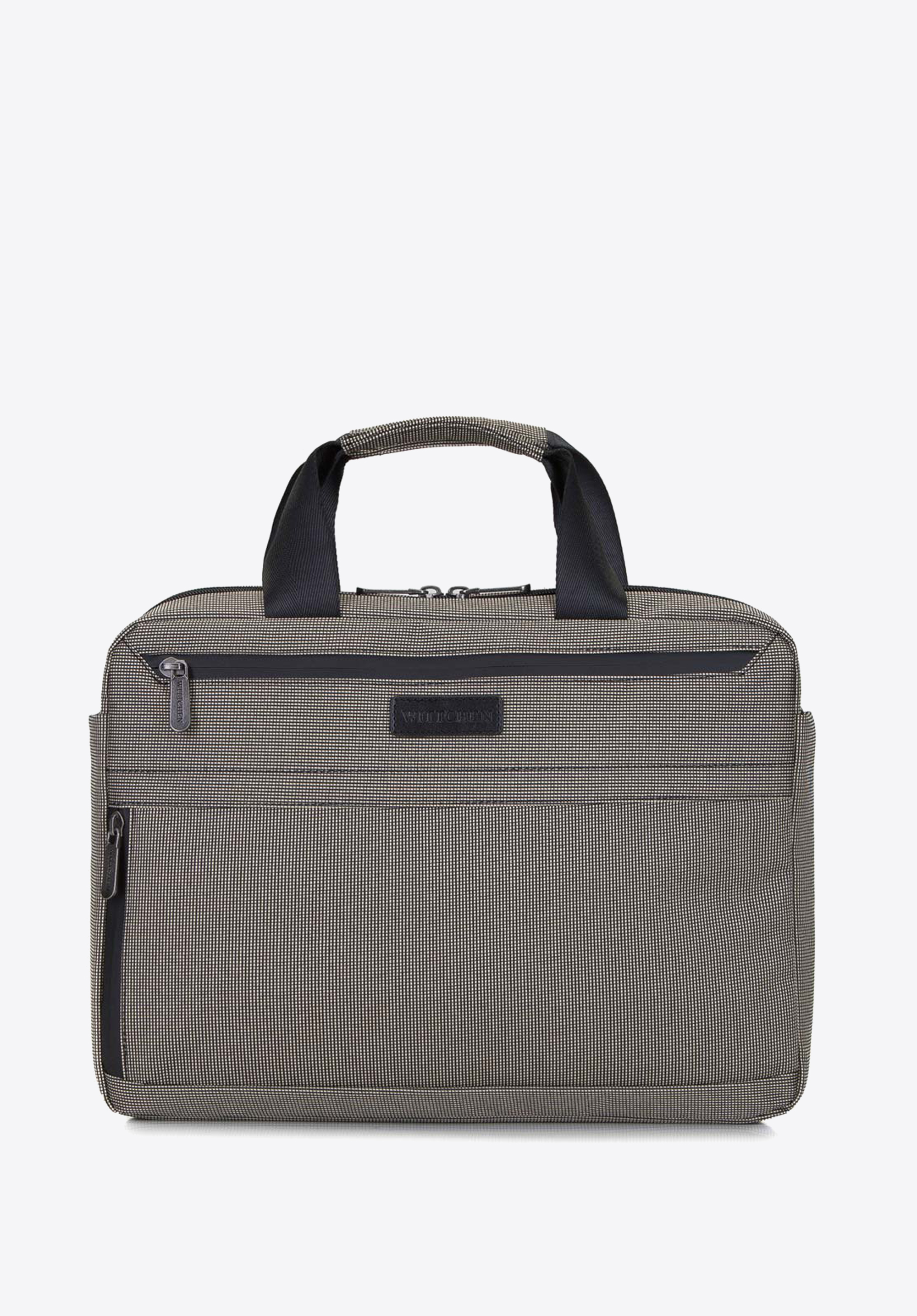Męska torba na laptopa 13” z boczną kieszenią mała, beżowo-czarny, 92-3P-102-8, Zdjęcie 1