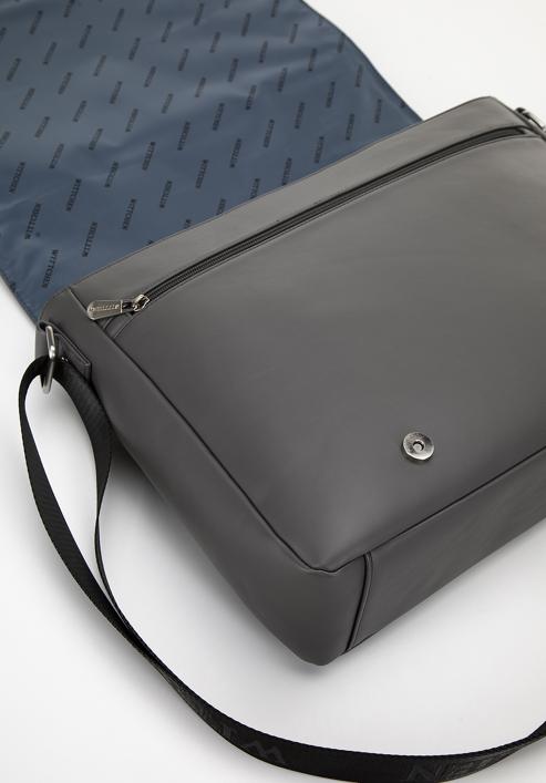 Męska torba na laptopa 13” z matowej ekoskóry na ramię, szary, 98-3P-502-1, Zdjęcie 4