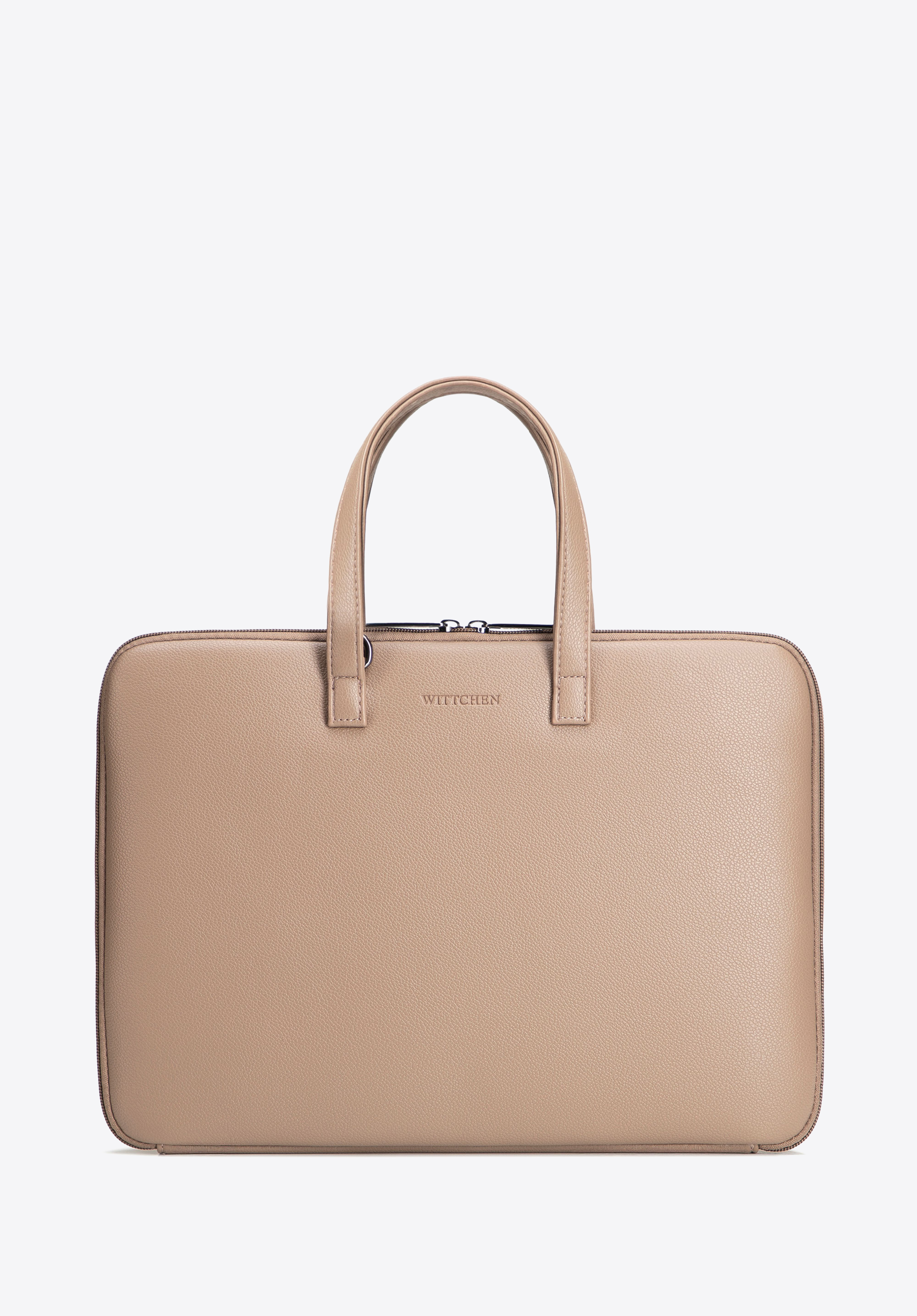 Męska torba na laptopa 14” z ekoskóry, beżowy, 102-3P-922-9, Zdjęcie 1