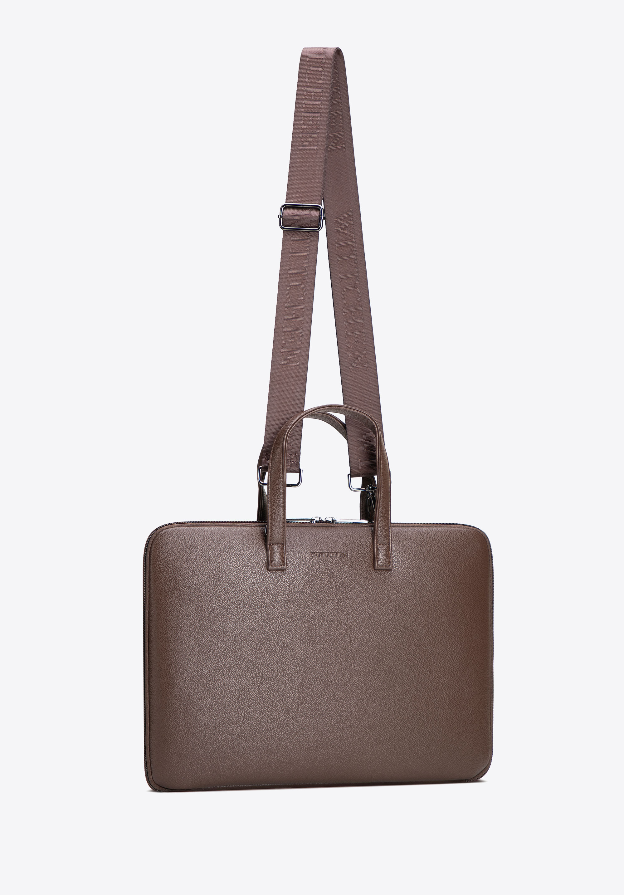 Męska torba na laptopa 14” z ekoskóry, brązowy, 102-3P-922-4, Zdjęcie 1
