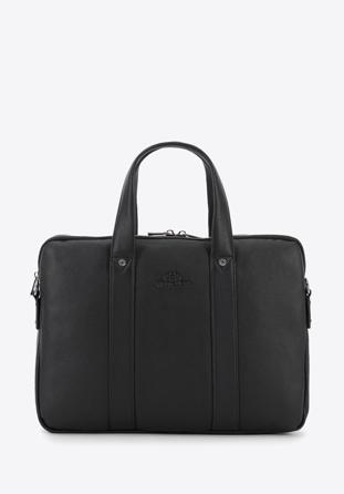 Męska torba na laptopa 15,6” skórzana z pionowymi paskami, czarny, 95-3U-037-1H, Zdjęcie 1