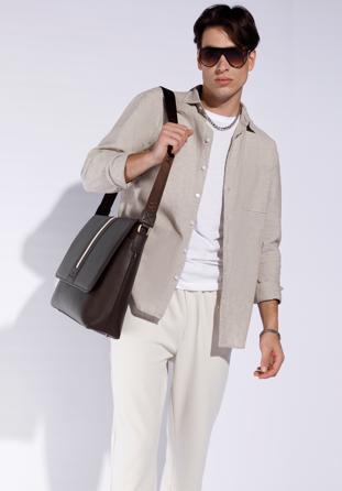 Men's leather 15,6” laptop bag, dark brown, 95-3U-103-4, Photo 1