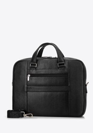 Męska torba na laptopa 15,6” skórzana z wypukłymi kieszeniami, czarny, 98-3U-903-1, Zdjęcie 1