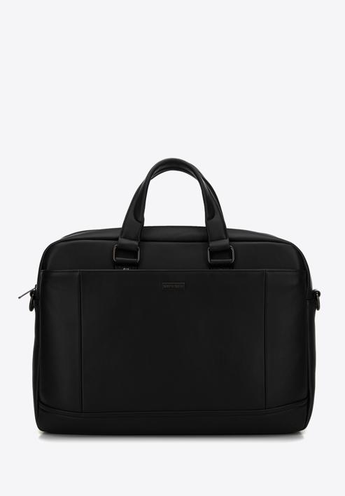 Męska torba na laptopa 15,6” z ekoskóry dwukomorowa, czarny, 98-3P-510-7, Zdjęcie 1