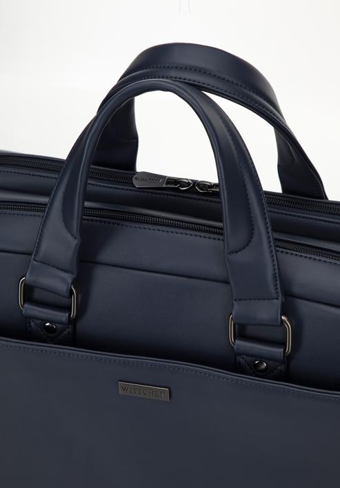 Men's 15,6” faux leather laptop bag, navy blue, 98-3P-510-7, Photo 4