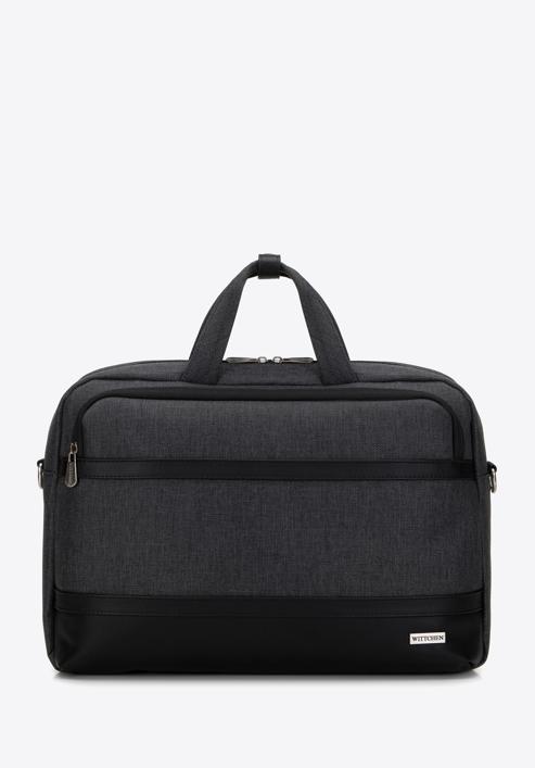 Męska torba na laptopa 15,6” z lamówką z ekoskóry, czarny, 98-3P-500-8, Zdjęcie 1