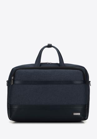 Męska torba na laptopa 15,6” z lamówką z ekoskóry, granatowy, 98-3P-500-7, Zdjęcie 1