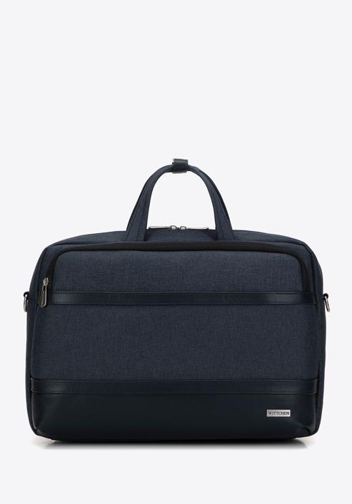 Męska torba na laptopa 15,6” z lamówką z ekoskóry, granatowy, 98-3P-500-8, Zdjęcie 1