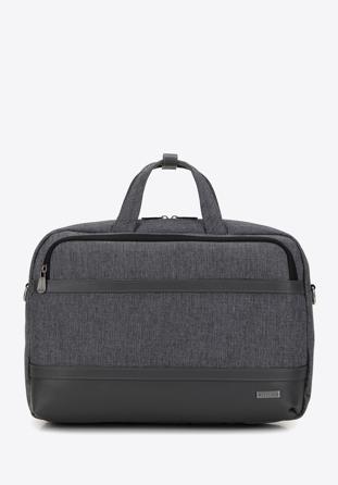 Men's 15.6” laptop bag with faux leather trim, grey, 98-3P-500-8, Photo 1