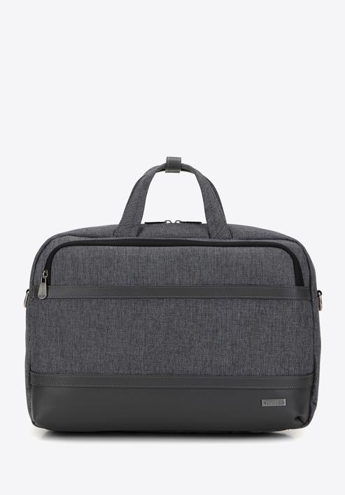 Men's 15.6” laptop bag with faux leather trim, grey, 98-3P-501-1, Photo 1