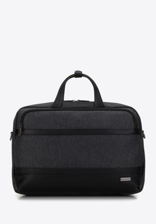 Męska torba na laptopa 15,6” z lamówką z ekoskóry, czarno-grafitowy, 98-3P-501-1, Zdjęcie 1