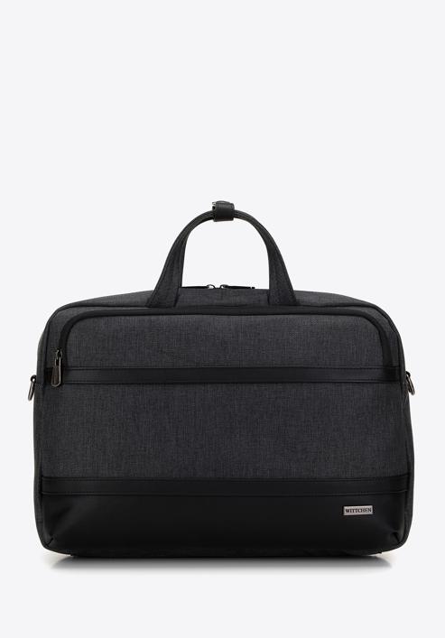 Męska torba na laptopa 15,6” z lamówką z ekoskóry, czarno-grafitowy, 98-3P-500-8, Zdjęcie 1