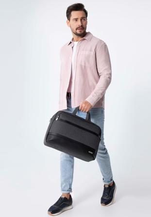 Men's 15.6” laptop bag with faux leather trim, black, 98-3P-500-1, Photo 1