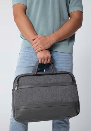 Men's 15.6” laptop bag with faux leather trim, grey, 98-3P-500-8, Photo 1