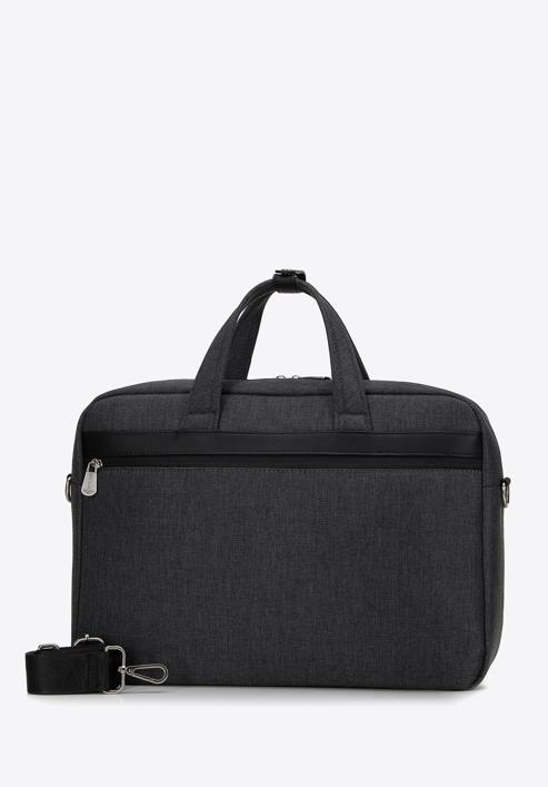 Męska torba na laptopa 15,6” z lamówką z ekoskóry, czarny, 98-3P-500-1, Zdjęcie 2