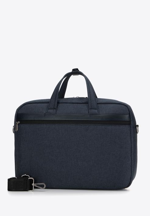 Męska torba na laptopa 15,6” z lamówką z ekoskóry, granatowy, 98-3P-500-8, Zdjęcie 2