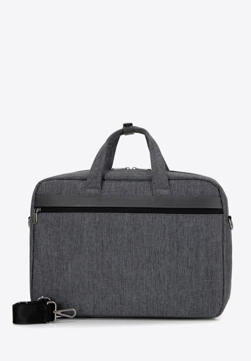 Męska torba na laptopa 15,6” z lamówką z ekoskóry, szary, 98-3P-501-1, Zdjęcie 2