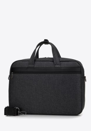 Męska torba na laptopa 15,6” z lamówką z ekoskóry, czarno-grafitowy, 98-3P-501-1, Zdjęcie 1