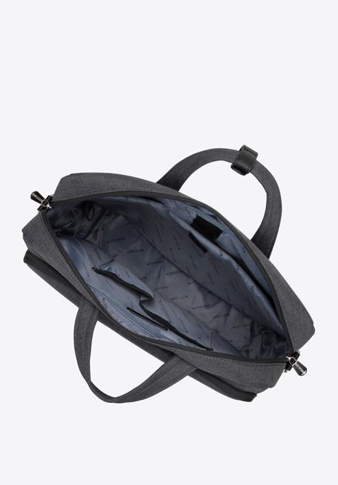 Męska torba na laptopa 15,6” z lamówką z ekoskóry, czarny, 98-3P-500-1, Zdjęcie 3