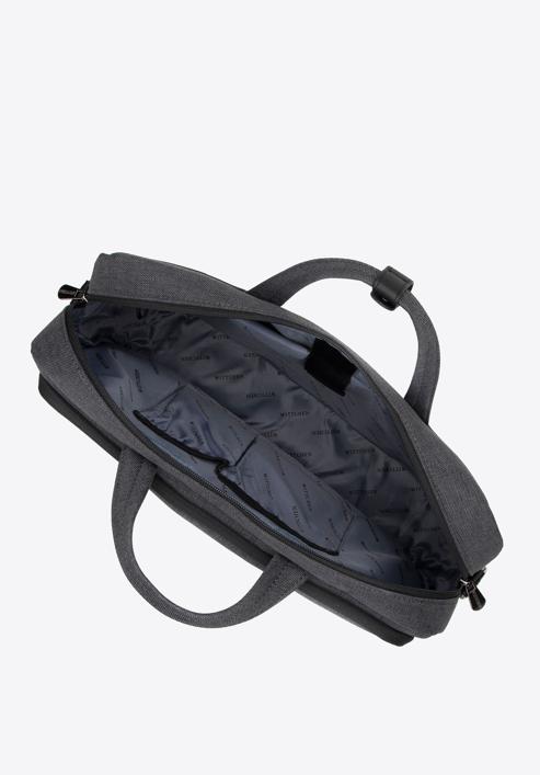 Męska torba na laptopa 15,6” z lamówką z ekoskóry, czarno-grafitowy, 98-3P-500-8, Zdjęcie 3