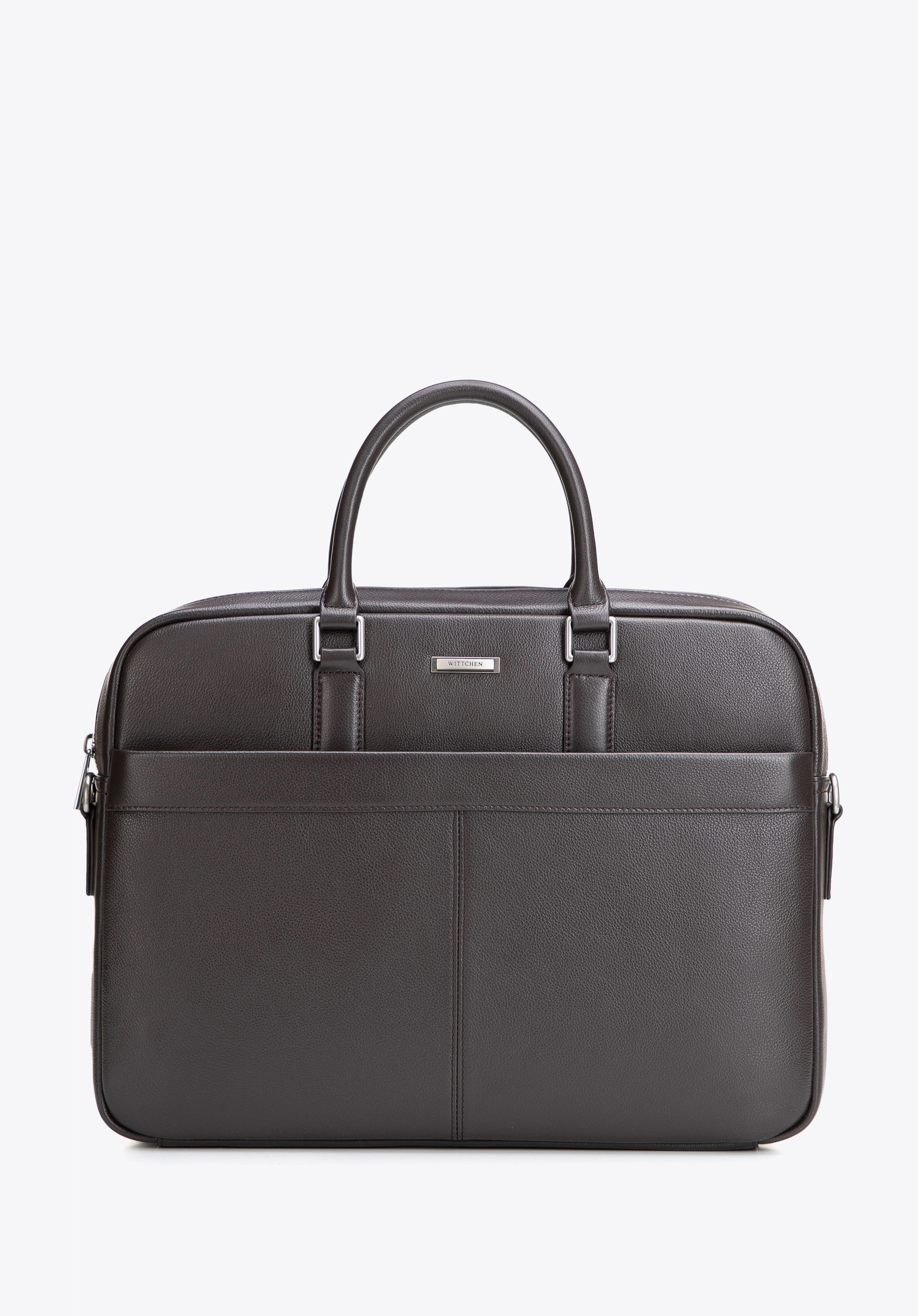 Męska torba na laptopa 15,6” z naturalnej skóry, ciemny brąz, 102-3U-604-4, Zdjęcie 1