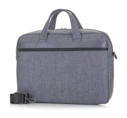 Męska torba na laptopa 15,6” z panelem z ekoskóry, szary, 92-3P-505-8, Zdjęcie 1