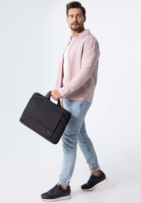 Męska torba na laptopa 15,6” z połyskującą wstawką, czarny, 98-3P-207-1, Zdjęcie 15