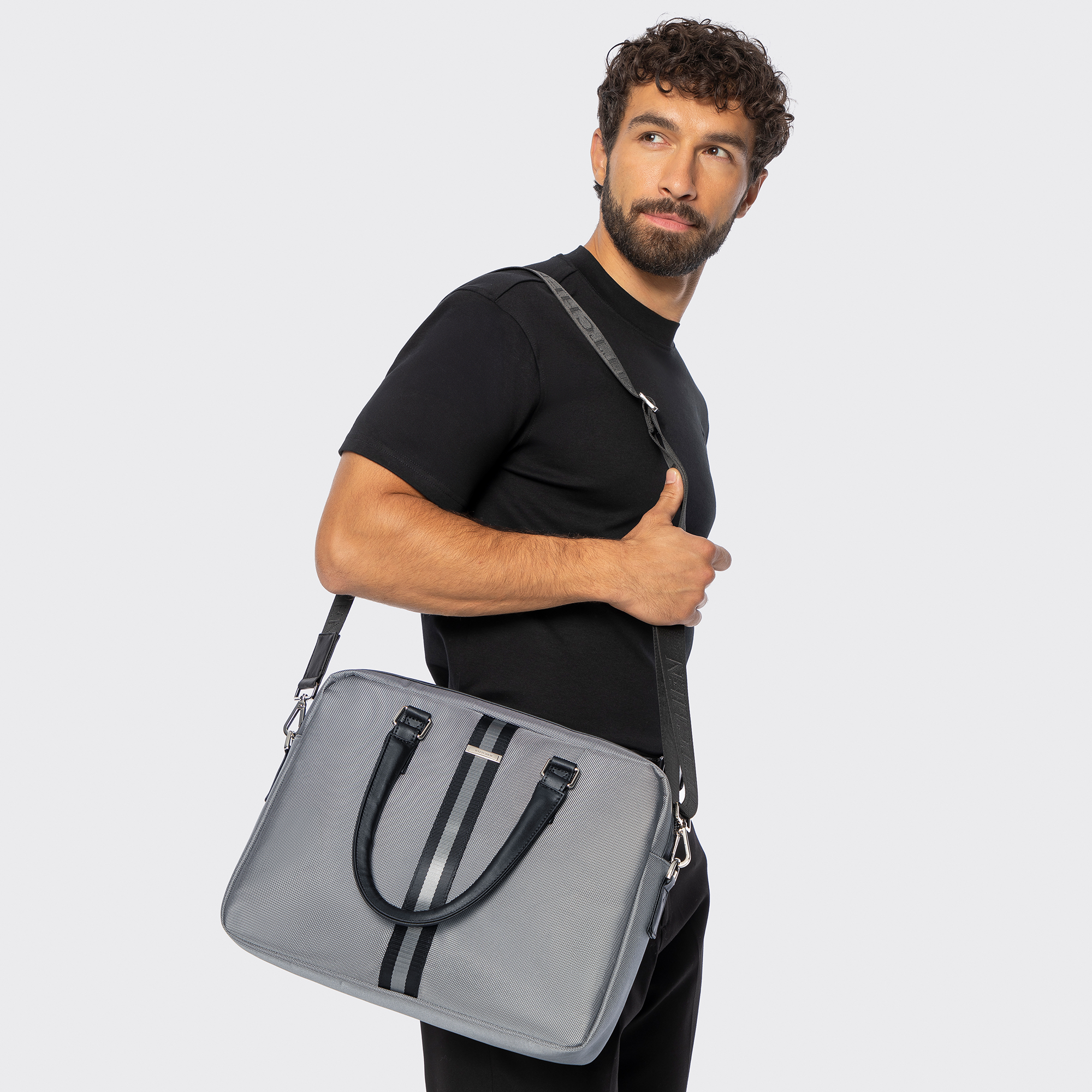 Pánska taška na notebook 15,6" z polyesteru s prvkami z prírodnej kože 96-3U-902-8, Vyberte variant šedá