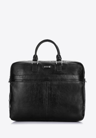 Men's leather 17” laptop bag, black, 97-3U-002-1, Photo 1