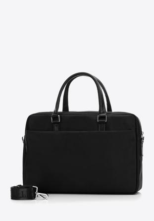 Męska torba na laptopa 17” z błyszczącym suwakiem, czarny, 96-3U-904-1, Zdjęcie 1