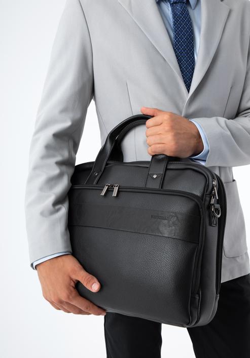 Męska torba na laptopa z dodatkową kieszenią z przodu, czarny, 95-3P-002-1D, Zdjęcie 15